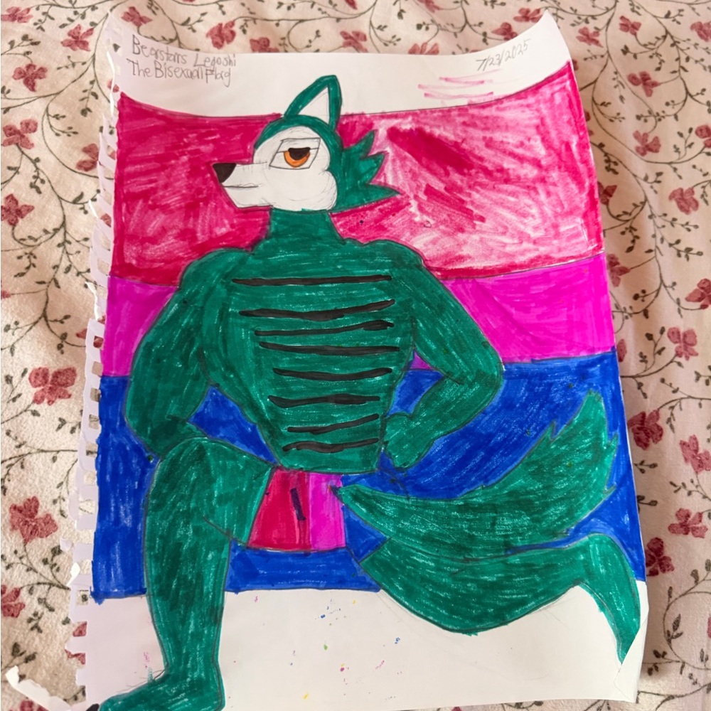 Colorful Wolf Drawing on Paper